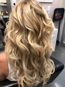 salon sew-in extensions and color
