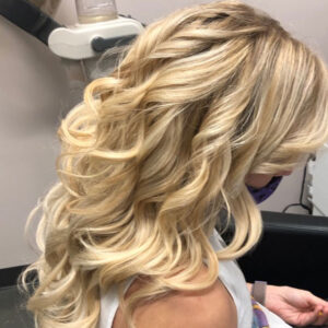 salon sew-in extensions and color